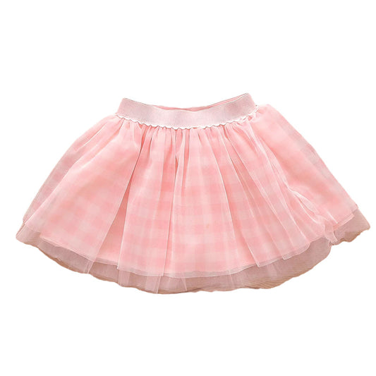 Toddler Kid Girl Checked Mesh Skirt