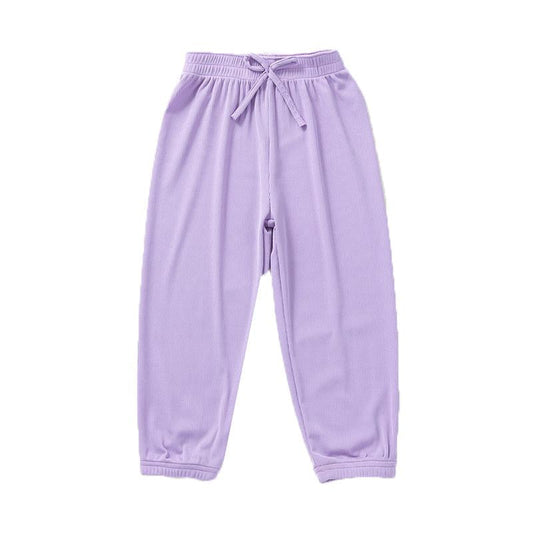 Kid Girl Ribbed Solid Color Pants