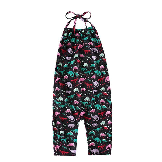 Little Girl Fruit Print Halter Jumpsuit