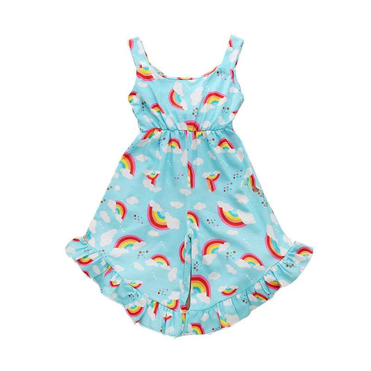 All Over Rainbow Print Cami Overall Jumpsuit