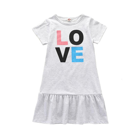 Kid Girl LOVE Print Flounce Hem Dress