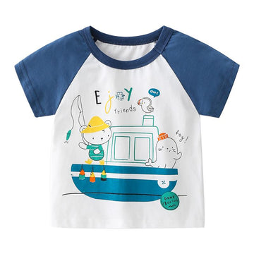 Little Boy Car Animal Raglan Sleeve T-Shirt