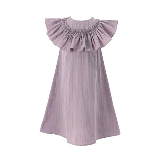 Kid Girl Ruffle Collar Solid Color Dress