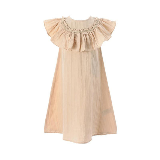 Kid Girl Ruffle Collar Solid Color Dress