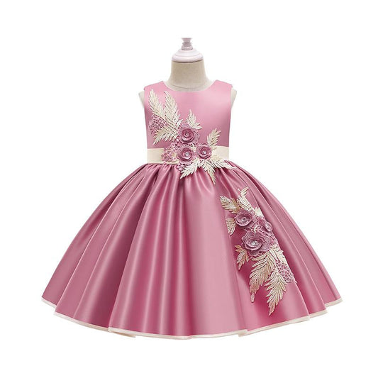 Cute Little Girl  Embroidery Waist Backless Patry Dress