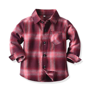 Kid's Casual Plaid Long Sleeve Shirt