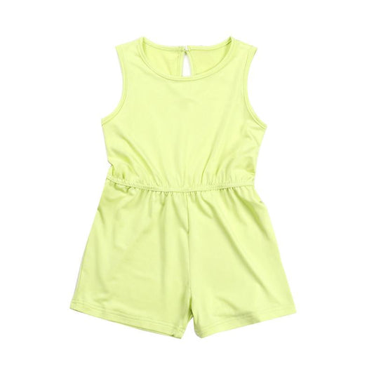 Kid Girl Solid Color Tank Romper