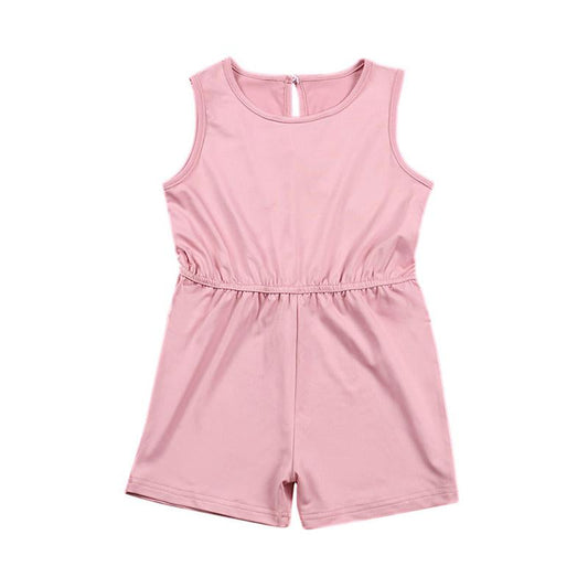 Kid Girl Solid Color Tank Romper