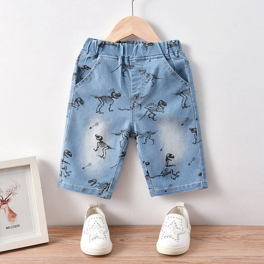 Boy Dinosaur Graphic Denim Shorts