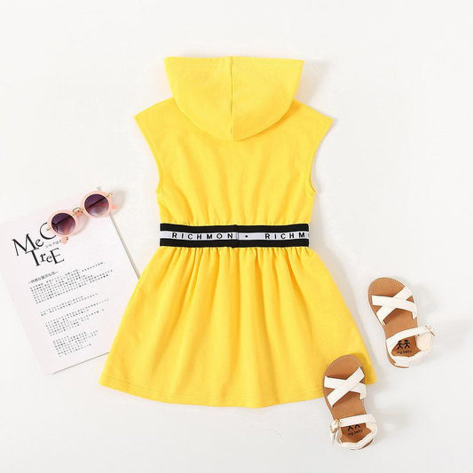 Little Girl Letter Sleeveless Hooded Dress