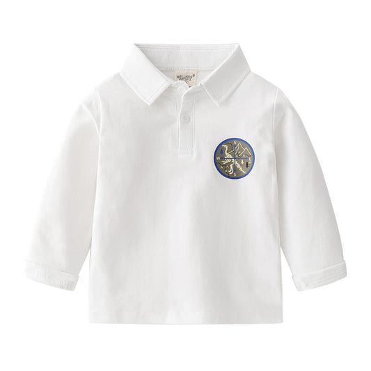 Boy Long Sleeve Polo Shirt With Cartoon Pattern