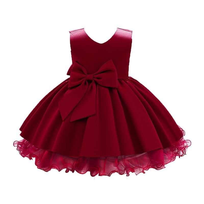 Little Girl Bow Front Mesh Princess Dress