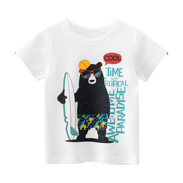 Kid Boy Raglan Sleeve Cartoon Letter T-shirt