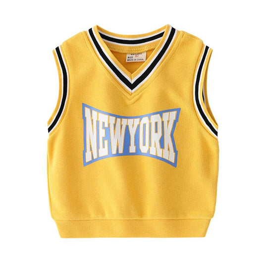 Kid Boy New York Stripe V-neck Vest