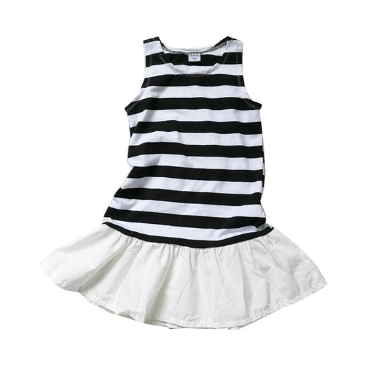 Kid Girl Stripe Ruffle Hem Tank Dress