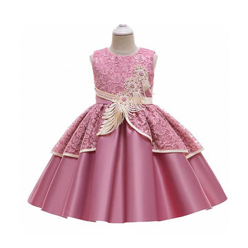 Fashion Princess Lace Beaded Decor Tank Party Dress For Girl