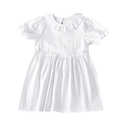 Little Girl Frill Neck White Dress