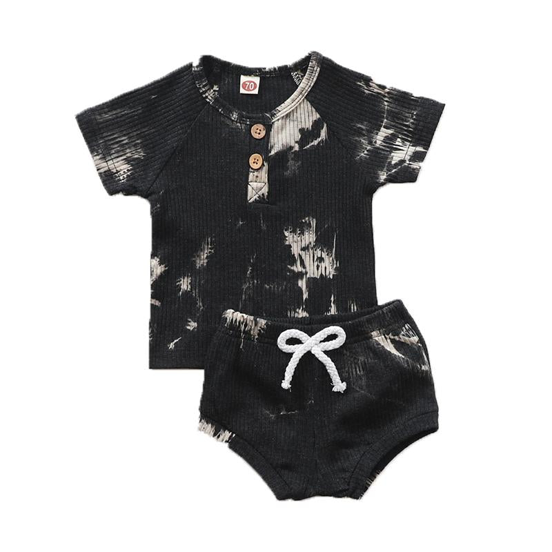 Baby Toddler Tie Dye Set Ribbed Top And Shorts