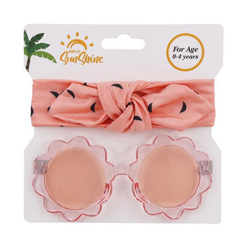 Little Girl Flower Frame Sunglasses And Headband Set