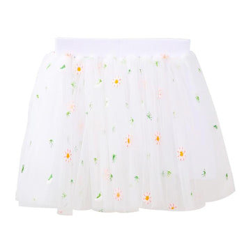 Kid Girl Embroidery Daisy Flower Mesh Skirt