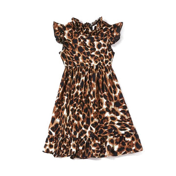 Summer Mother and Daughter Sisters Dress Leopard Print Flying Sleeves