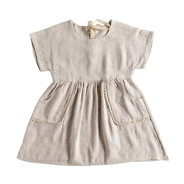 Toddler Kid Girl Dual Pocket Solid Color Dress