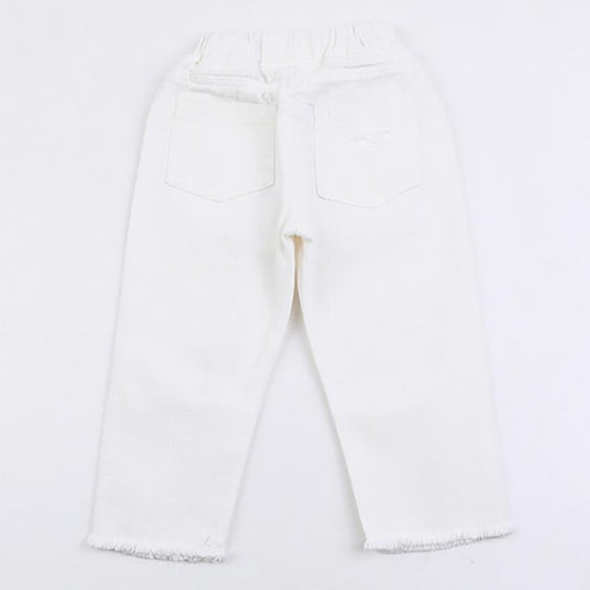 Little Girl White Distressed Pants