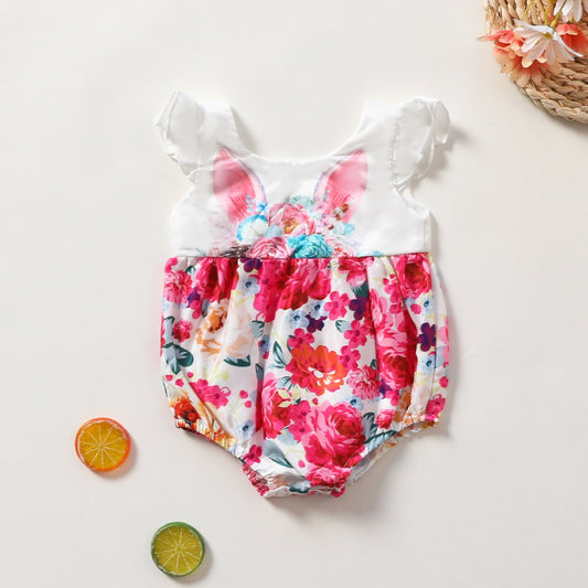 Baby Girl Ear Flower Print Bodysuit