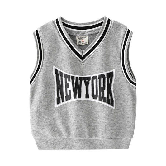 Kid Boy New York Stripe V-neck Vest