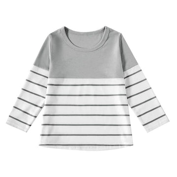 Mom And Girl Round Neck Stripe Color Blocking T-shirt