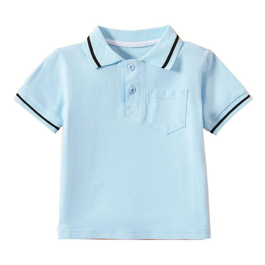 Cute Kid Unisex Hit Color Pocket Polo Shirt