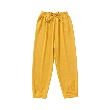 Kid Girl Ribbed Solid Color Pants