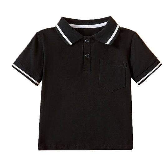 Cute Kid Unisex Hit Color Pocket Polo Shirt