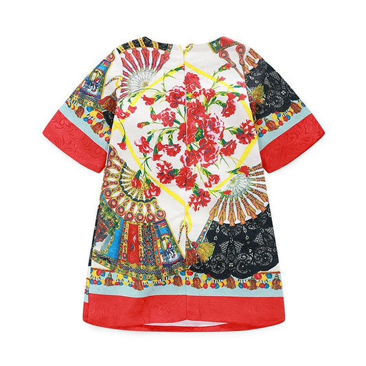 Half Sleeve Floral Ethnic Dress