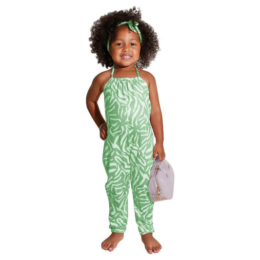 Mommy Ane Me Print Halter Neck Jumpsuit