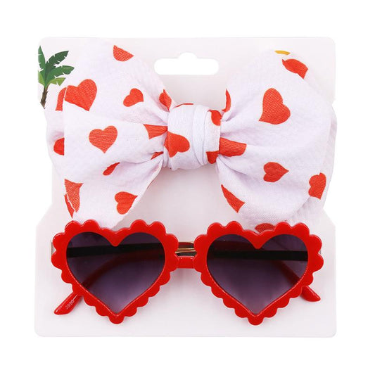 Little Girl Love Heart Frame Sunglasses And Headband