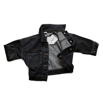 Cute Little Girl Denim Jacket In Black