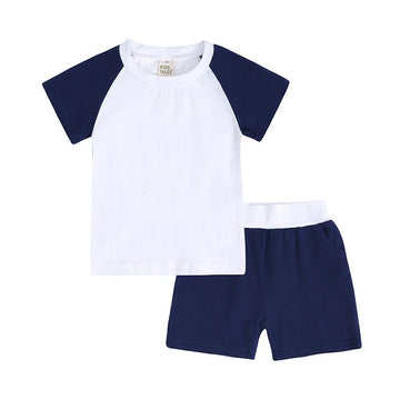 Fashion 2 Pieces Kid Colorblock Set Raglan Sleeve Tee With Shorts