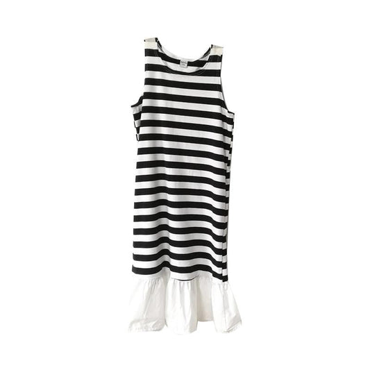 Kid Girl Stripe Ruffle Hem Tank Dress