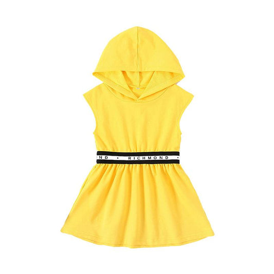 Little Girl Letter Sleeveless Hooded Dress