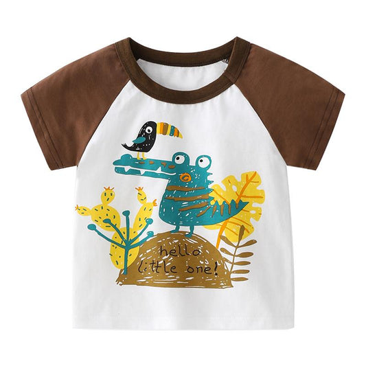 Little Boy Car Animal Raglan Sleeve T-Shirt