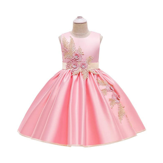 Cute Little Girl  Embroidery Waist Backless Patry Dress