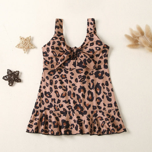 Baby Kid Girl Knot Leopard Print Cami Dress