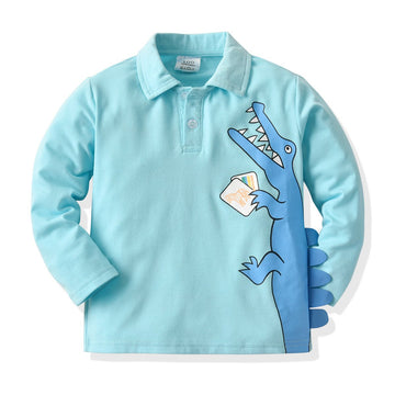 Kid Boy Polo Collar Dinosaur T-shirt