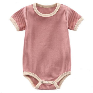 Baby Girls Boys Muslin&Ribbed Rompers